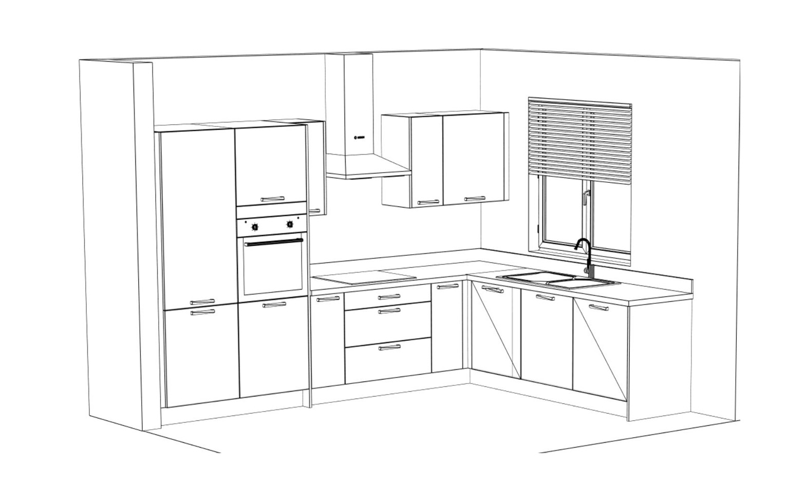 Single one line drawing Modern kitchen interior Kitchen room concept  Continuous line draw design graphic vector illustration 22751628 Vector  Art at Vecteezy